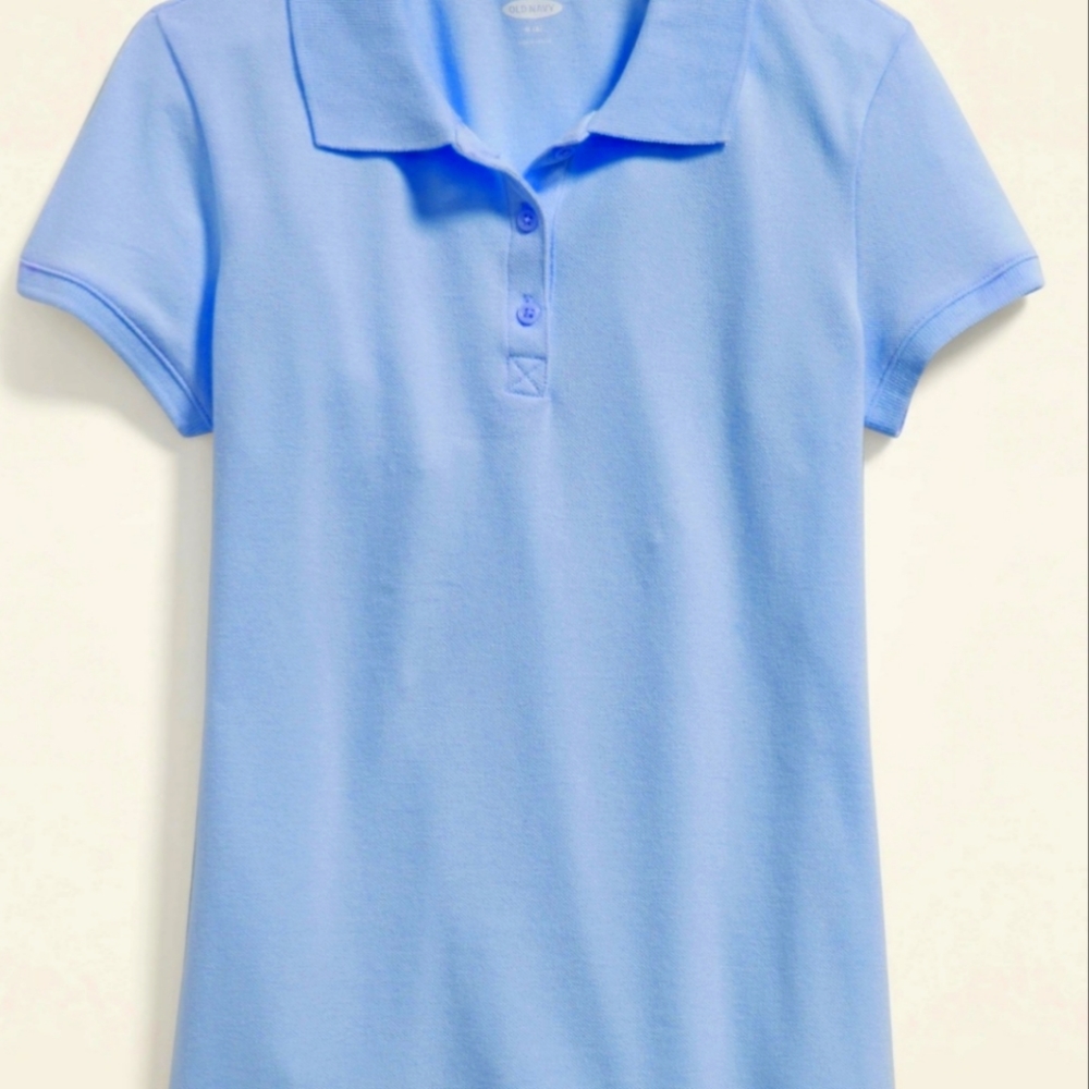 NWOT Old Navy Girls Uniform Pique Polo, Light Blue